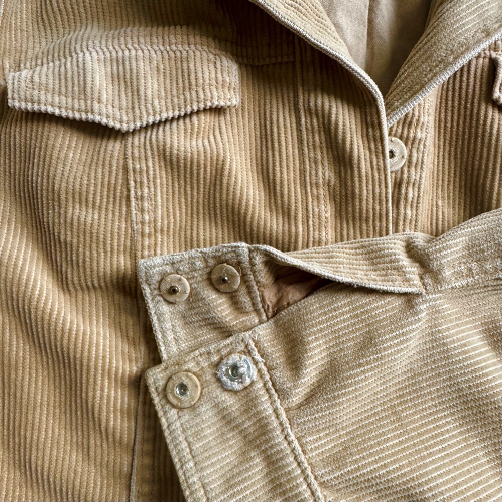 Vintage 90s J. Crew Tan Corduroy Jacket w/Knit Collar - Picture 5 of 10